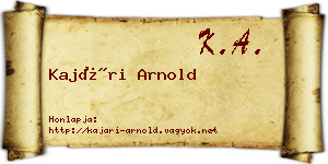 Kajári Arnold névjegykártya