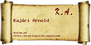 Kajári Arnold névjegykártya